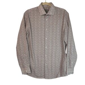 Geoffrey Beene Dress Shirt Mens Size 15 32/33 Slim Fit Geometric Professional